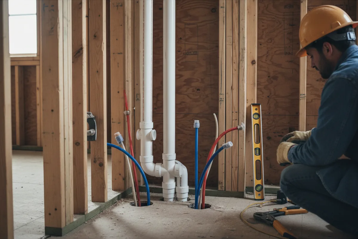 Drain and supply rough-in during Drain Cleaning in Northvale