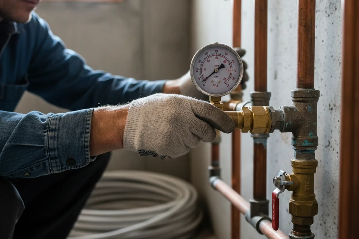 Pressure testing a repaired line during Water Line Repair in Northvale